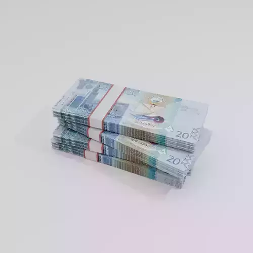 20 Kuwait Kuwaiti Dinar Currency Low-poly 3D model