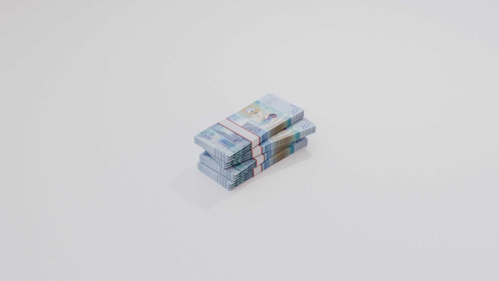 20 Kuwait Kuwaiti Dinar Currency Low-poly 3D model_5