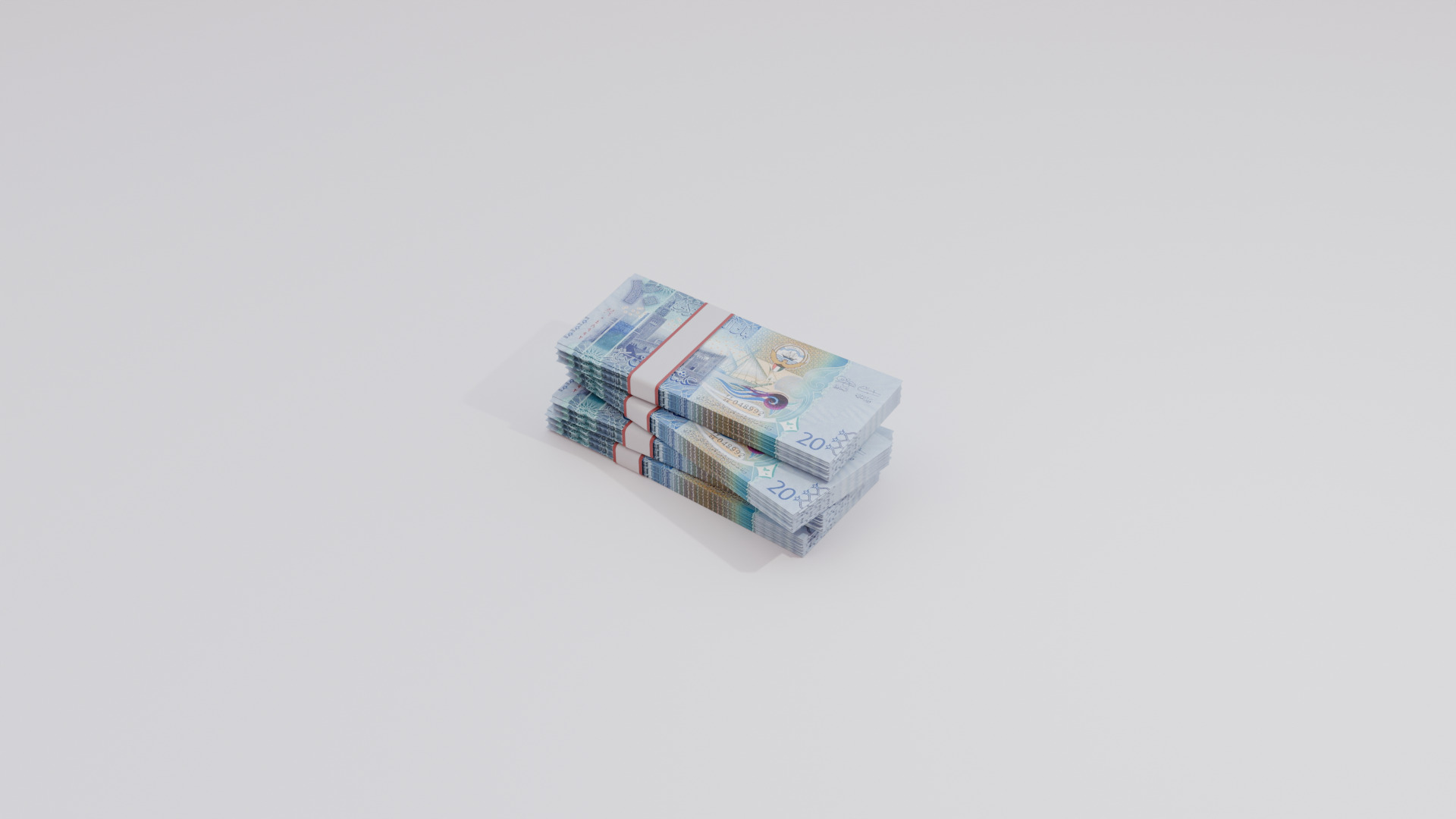 20 Kuwait Kuwaiti Dinar Currency Low-poly 3D model_4
