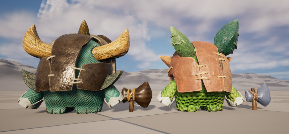 Two stylized goblin bosses with skeletal skins Low-poly 3D model_3