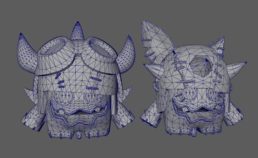 Two stylized goblin bosses with skeletal skins Low-poly 3D model_6