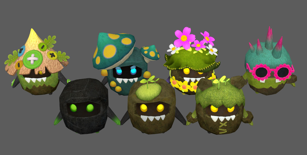 Seven stylishly upgradable monster stone man bosses bone skins Low-poly 3D model_5