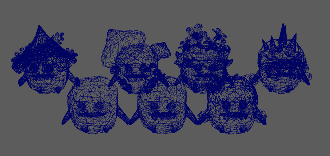 Seven stylishly upgradable monster stone man bosses bone skins Low-poly 3D model_7