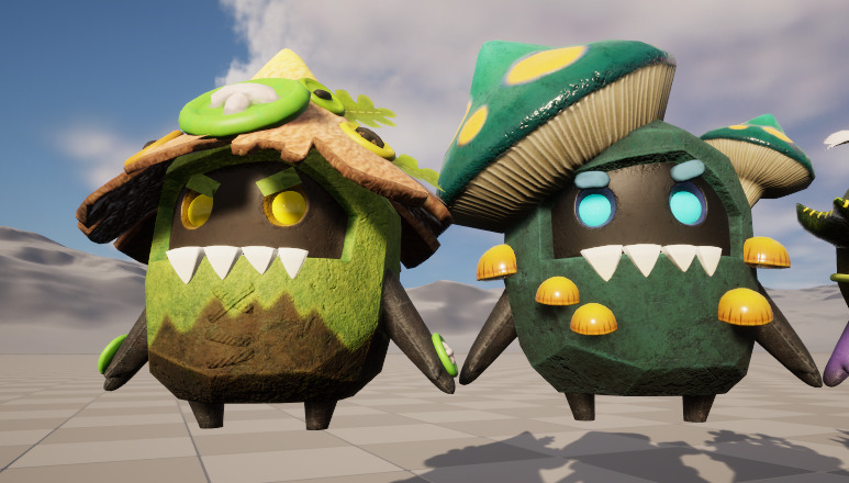 Seven stylishly upgradable monster stone man bosses bone skins Low-poly 3D model_2