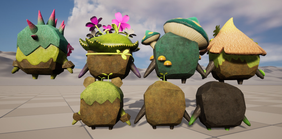 Seven stylishly upgradable monster stone man bosses bone skins Low-poly 3D model_4