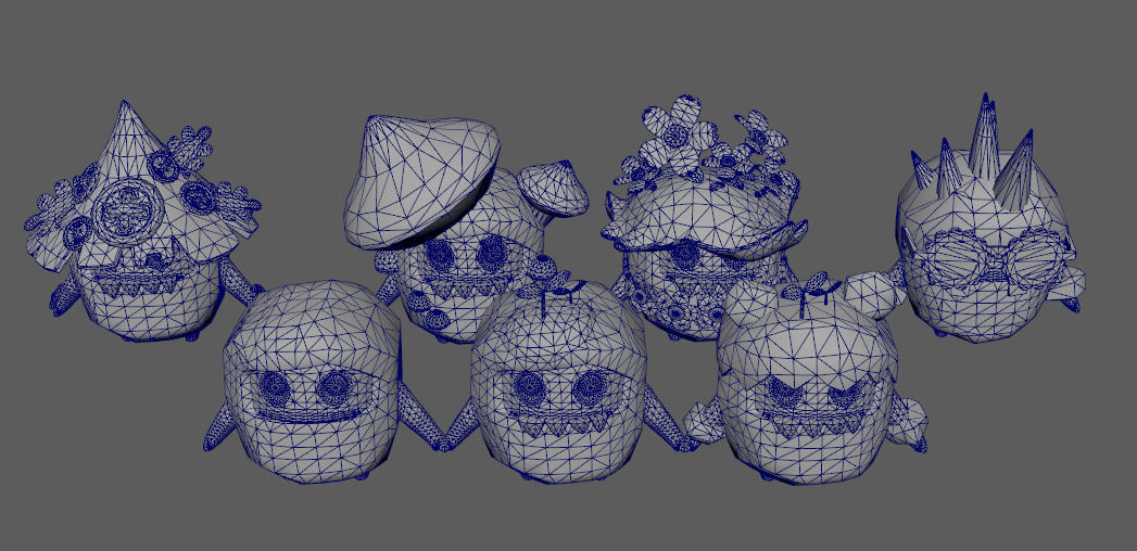 Seven stylishly upgradable monster stone man bosses bone skins Low-poly 3D model_6