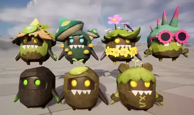 Seven stylishly upgradable monster stone man bosses bone skins