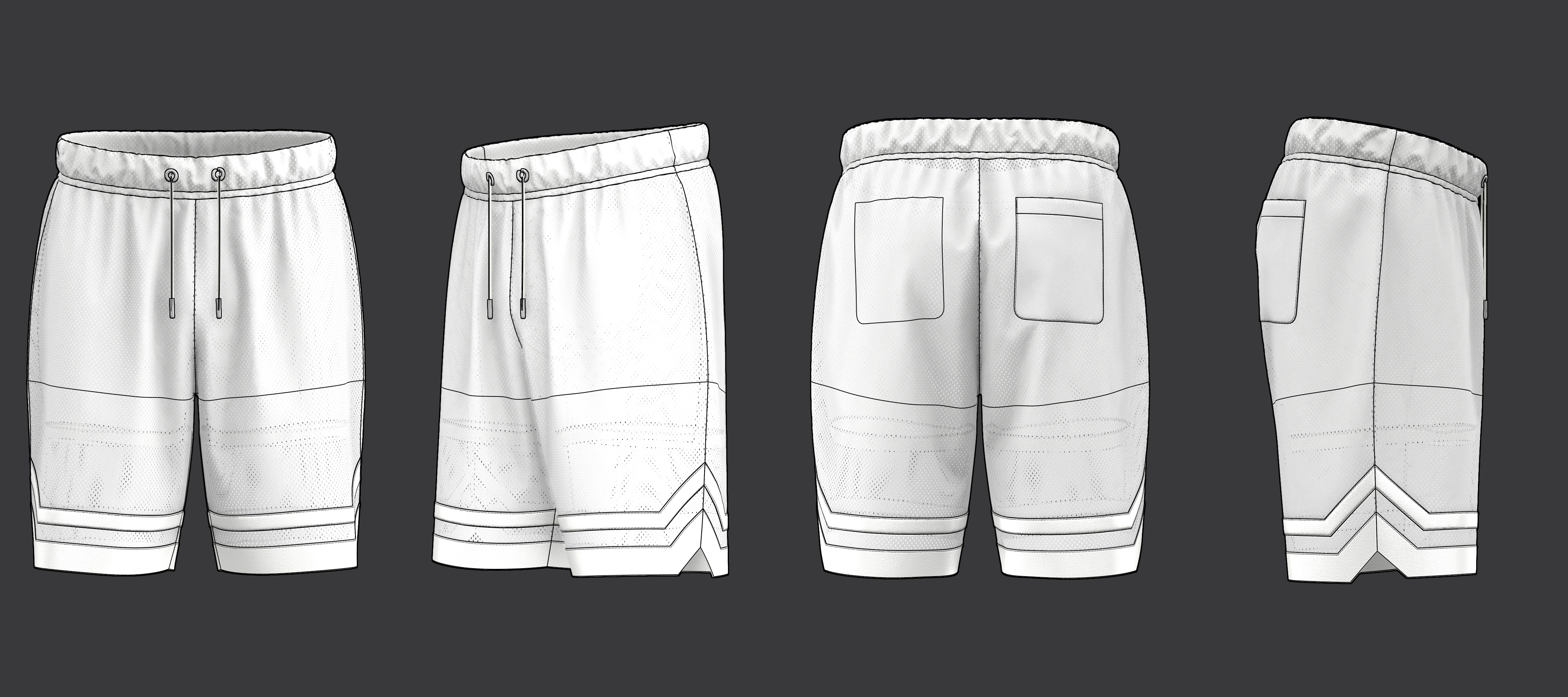 Basketball Shorts 3D model_9