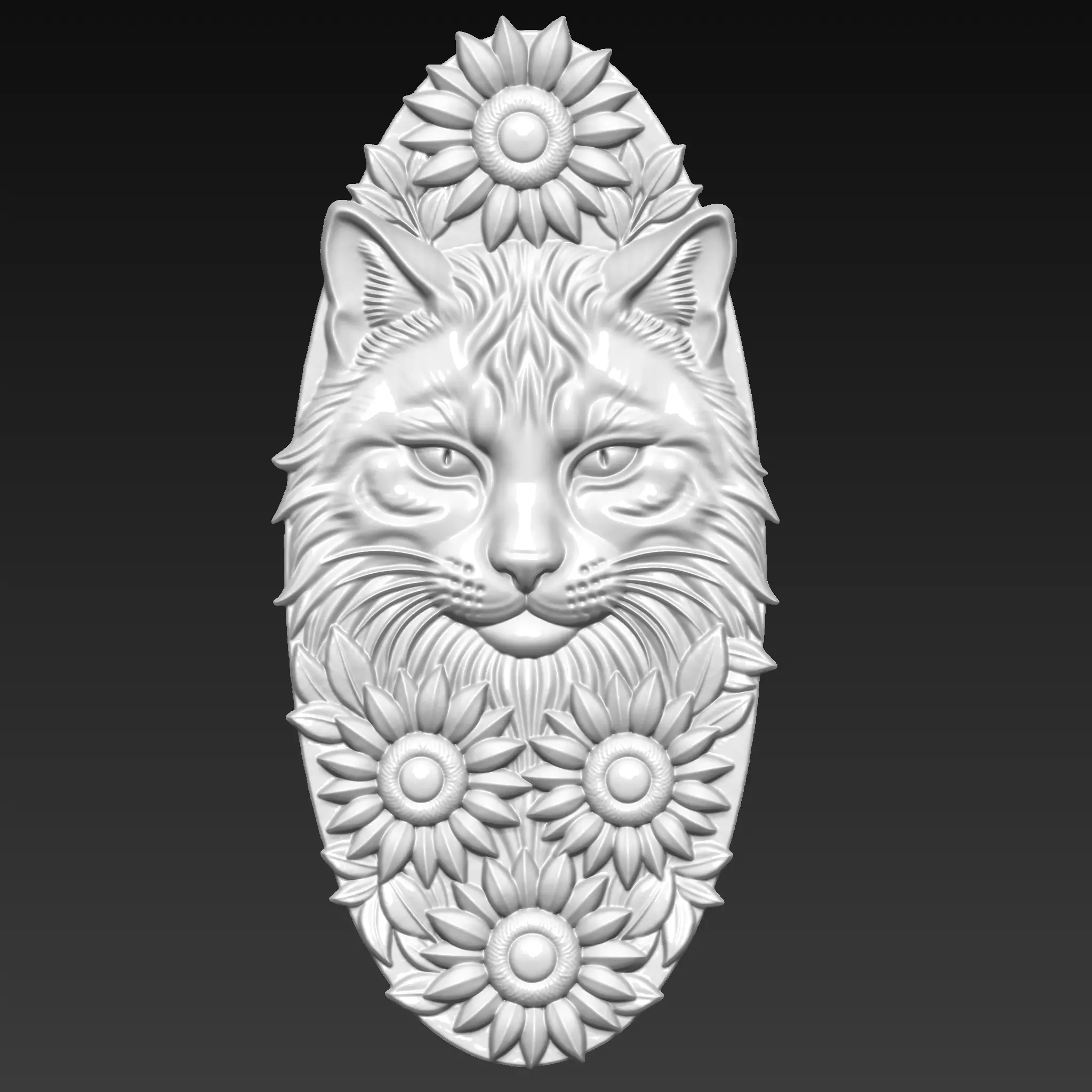 Cat and Sunflowers A80 3D print model