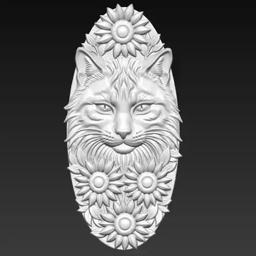 Cat and Sunflowers A80 3D print model