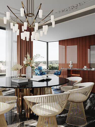 French villa interior scene 3D model 6