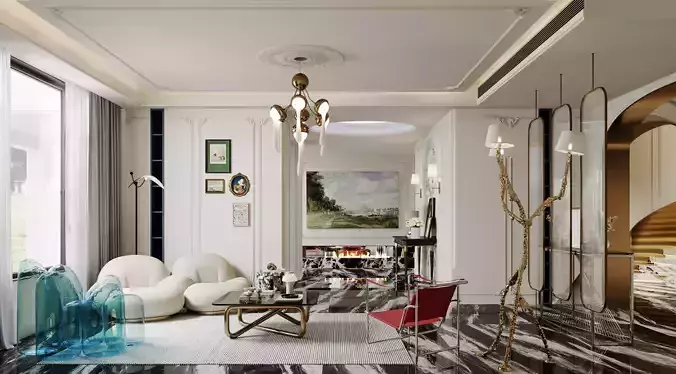 French villa interior scene