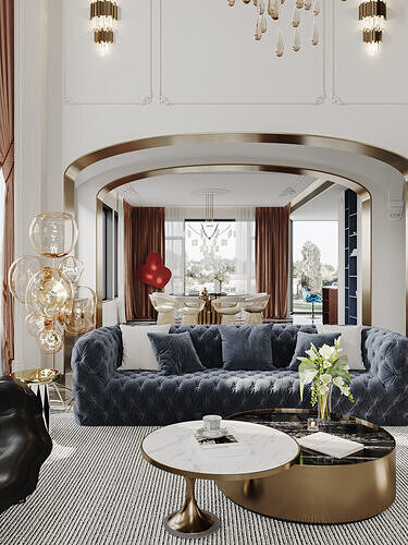 French villa interior scene 3D model 7