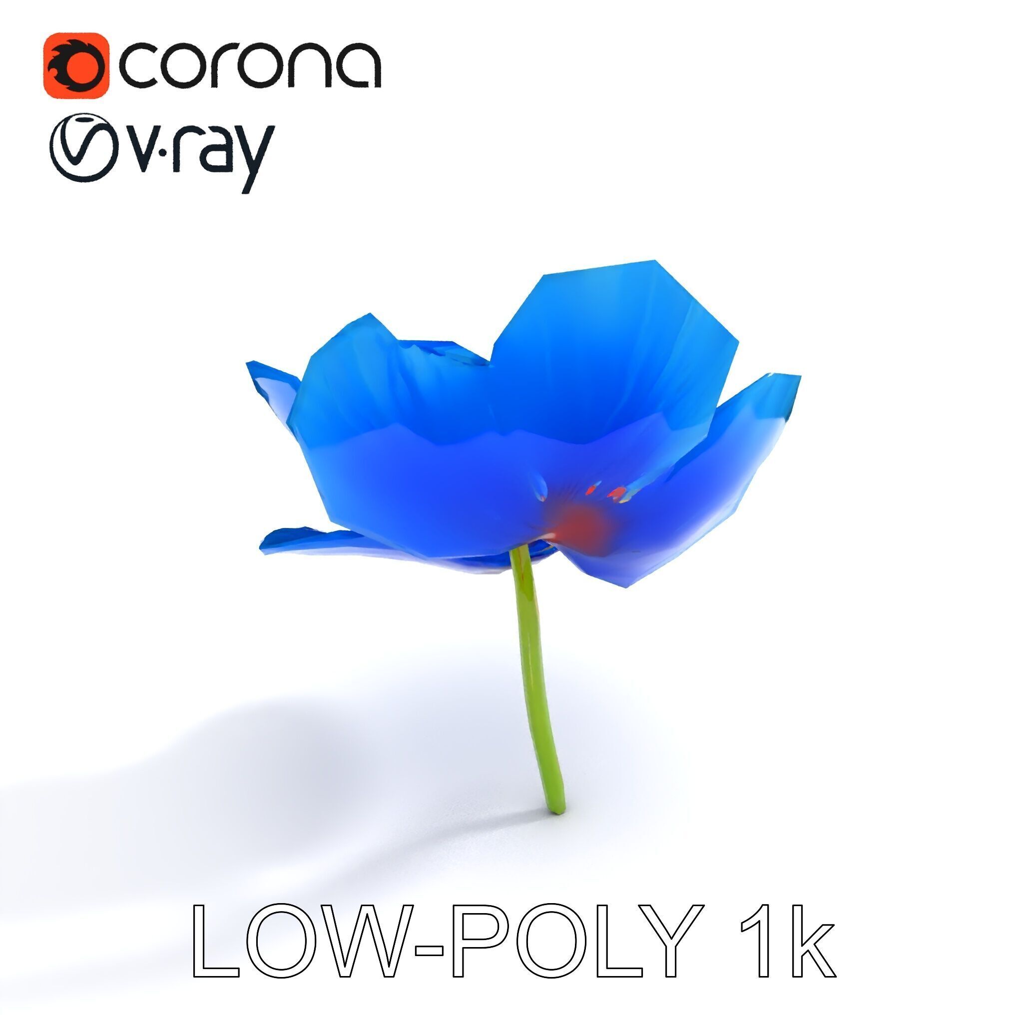 Blue Poppy Flower Model Pack for Realistic Scenes Low-poly 3D model_10