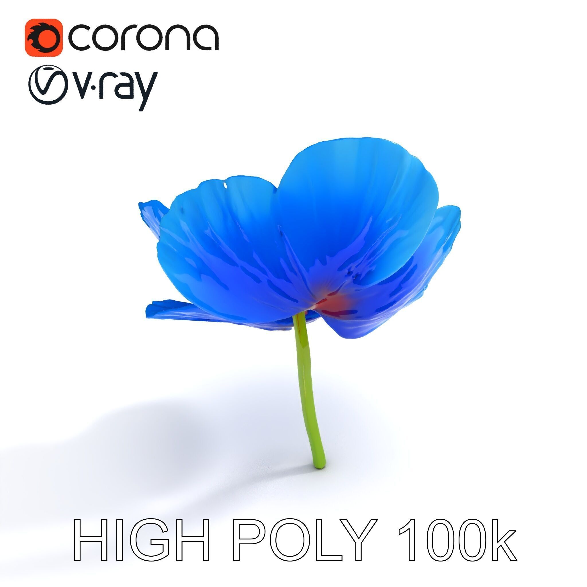Blue Poppy Flower Model Pack for Realistic Scenes Low-poly 3D model_35