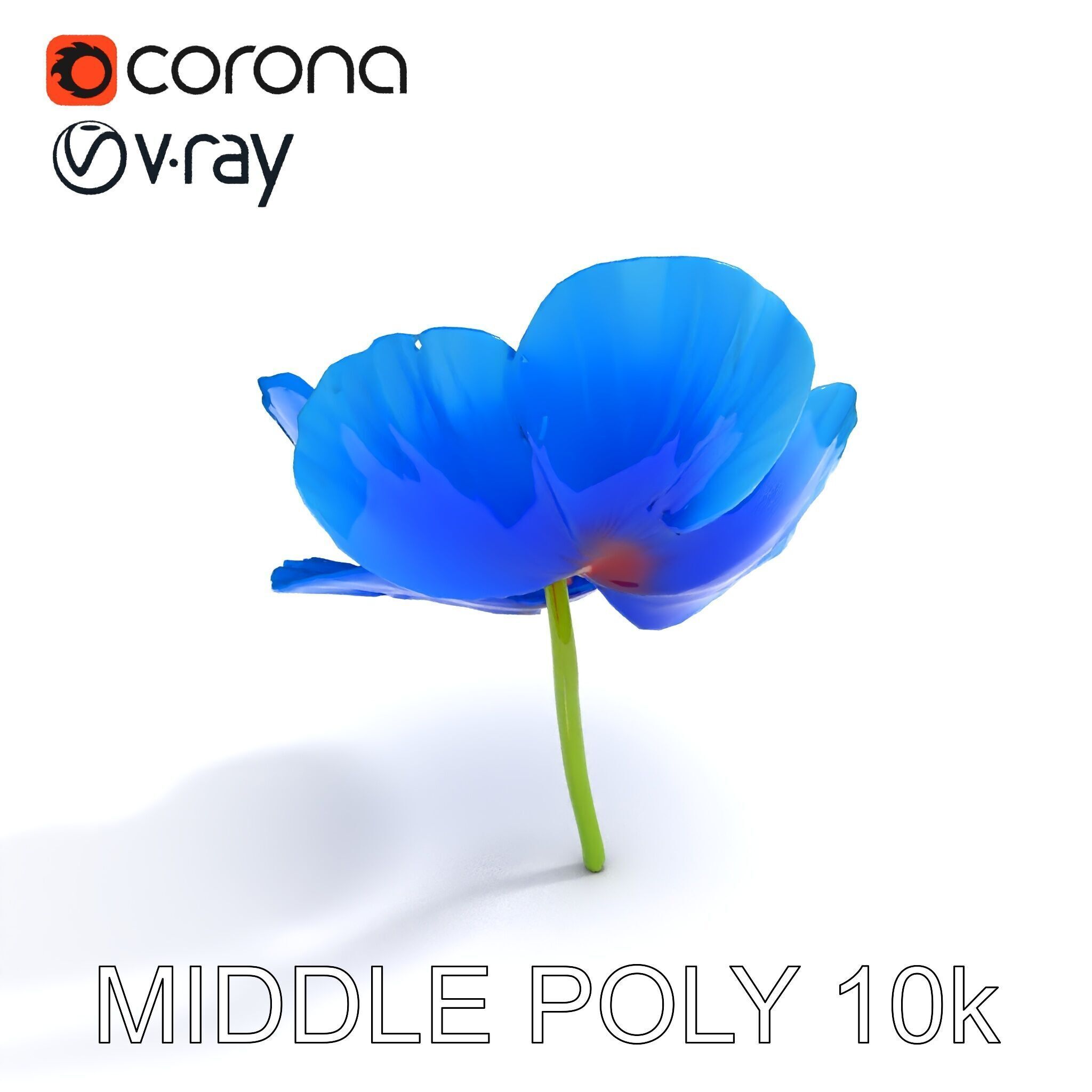 Blue Poppy Flower Model Pack for Realistic Scenes Low-poly 3D model_6