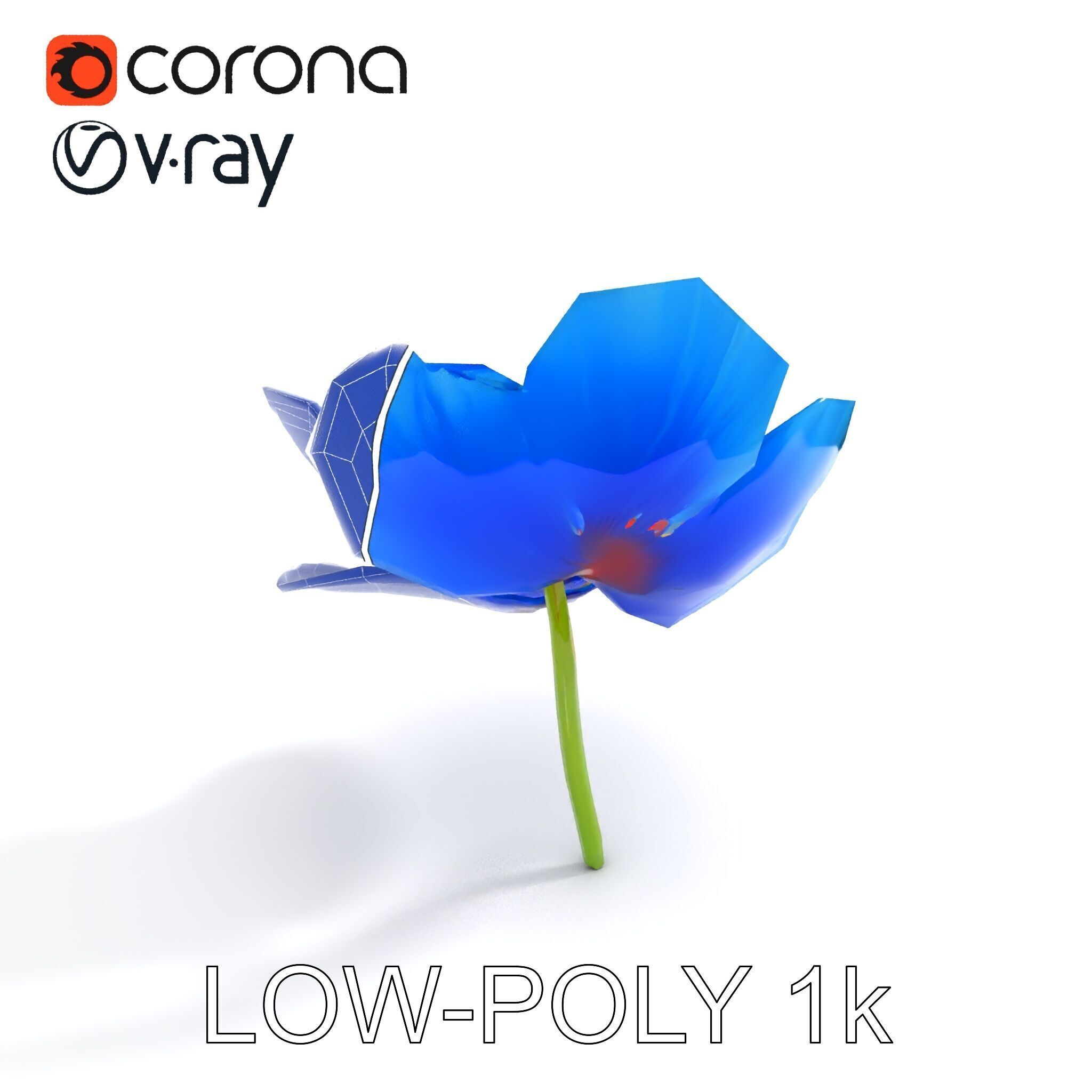 Blue Poppy Flower Model Pack for Realistic Scenes Low-poly 3D model_33