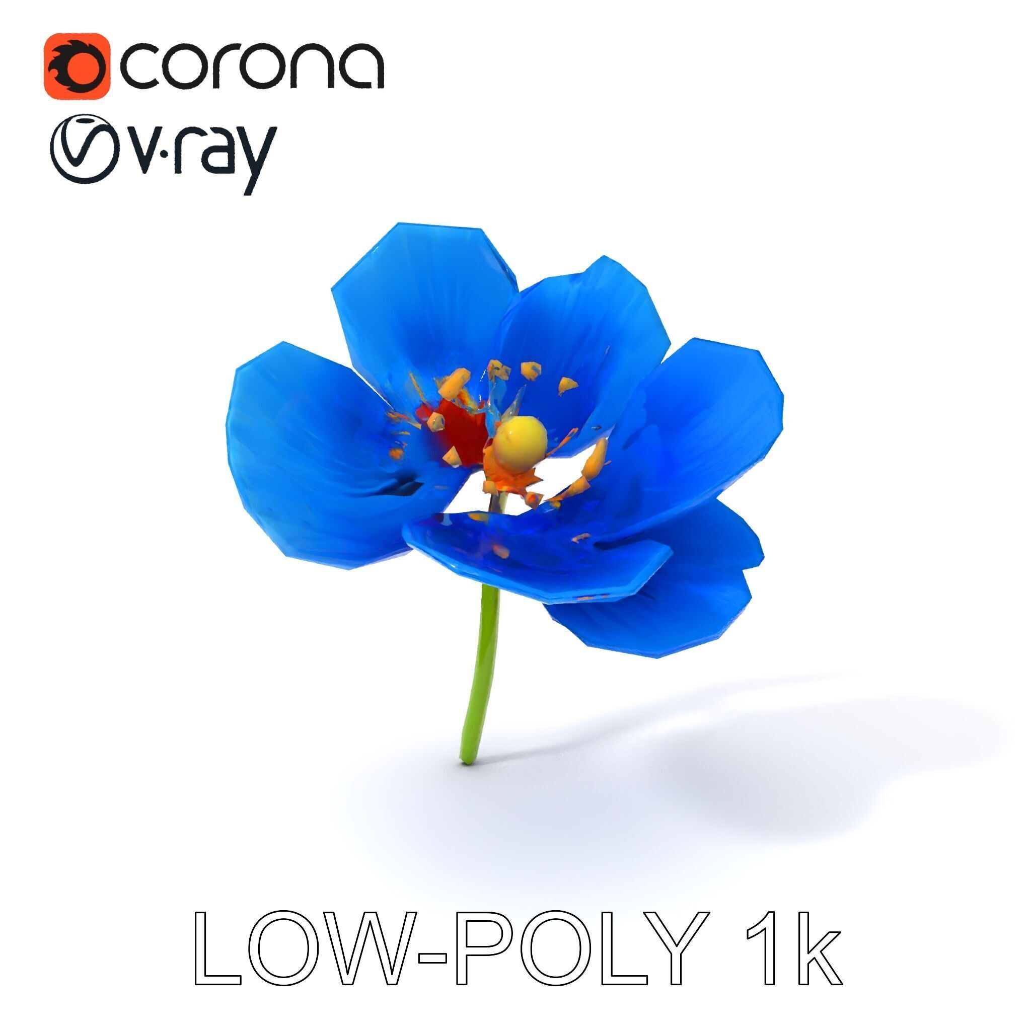 Blue Poppy Flower Model Pack for Realistic Scenes Low-poly 3D model_24