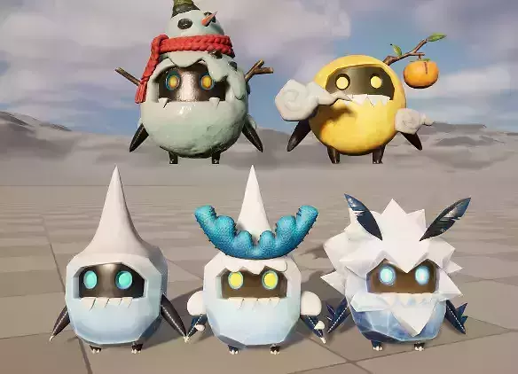 Stylish plush toy with ice and snow figurine and skeleton skin