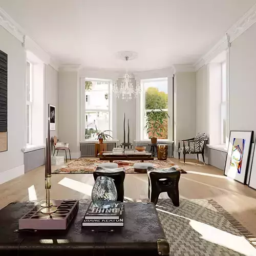 Art style apartment interior scene