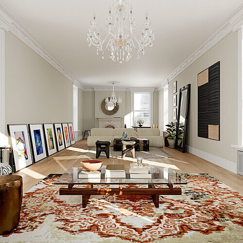 Art style apartment interior scene 3D model 3