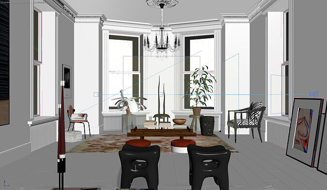 Art style apartment interior scene 3D model 6