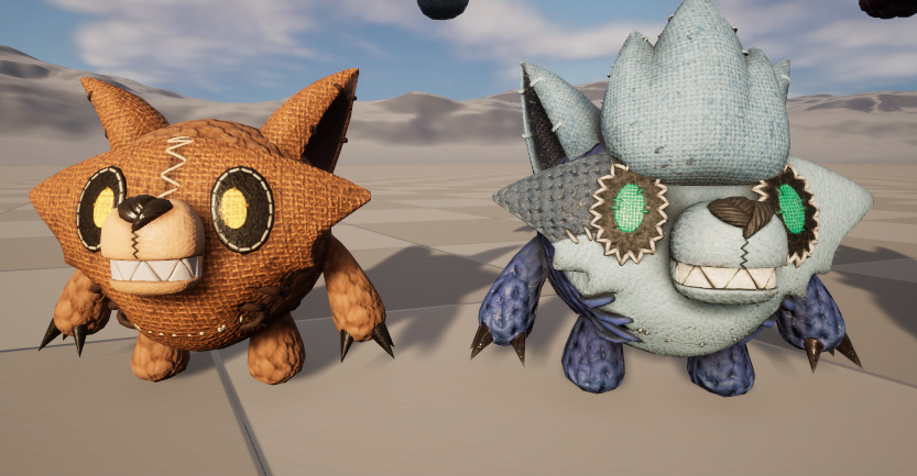 Five stylized plush werewolves   upgraded with skeletal skins Low-poly 3D model_4