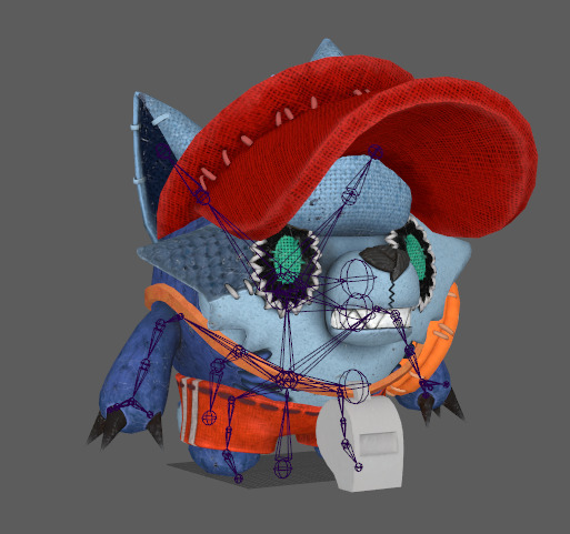 Five stylized plush werewolves   upgraded with skeletal skins Low-poly 3D model_11