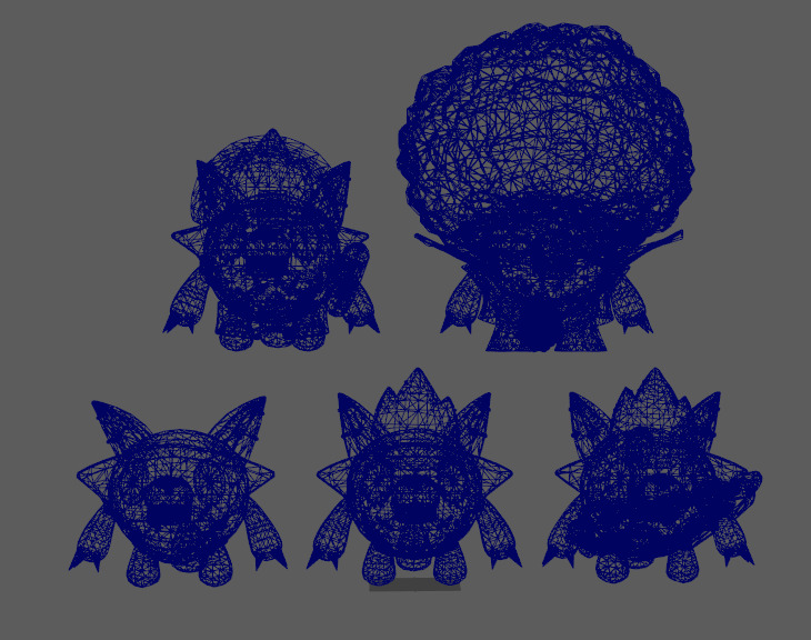 Five stylized plush werewolves   upgraded with skeletal skins Low-poly 3D model_13