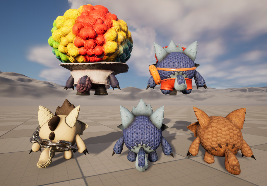 Five stylized plush werewolves   upgraded with skeletal skins Low-poly 3D model_5