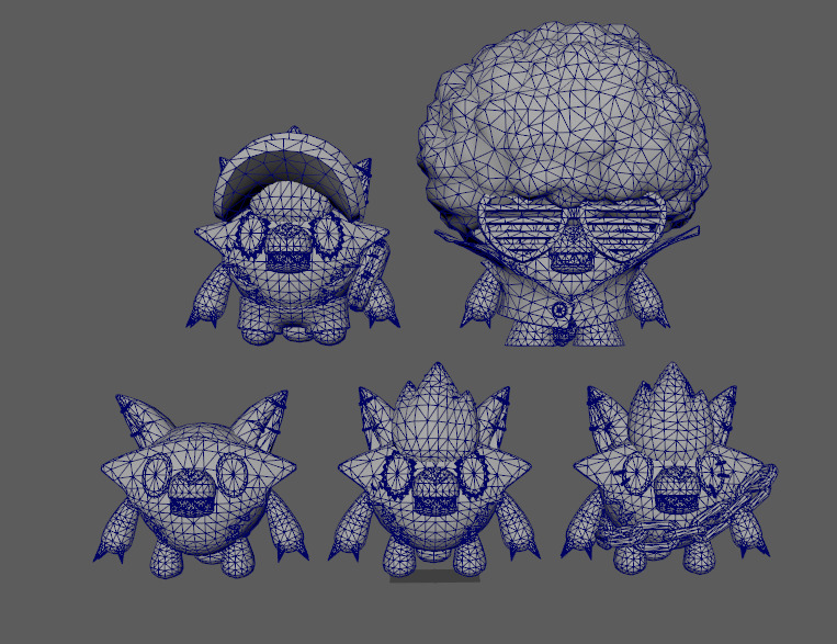 Five stylized plush werewolves   upgraded with skeletal skins Low-poly 3D model_12