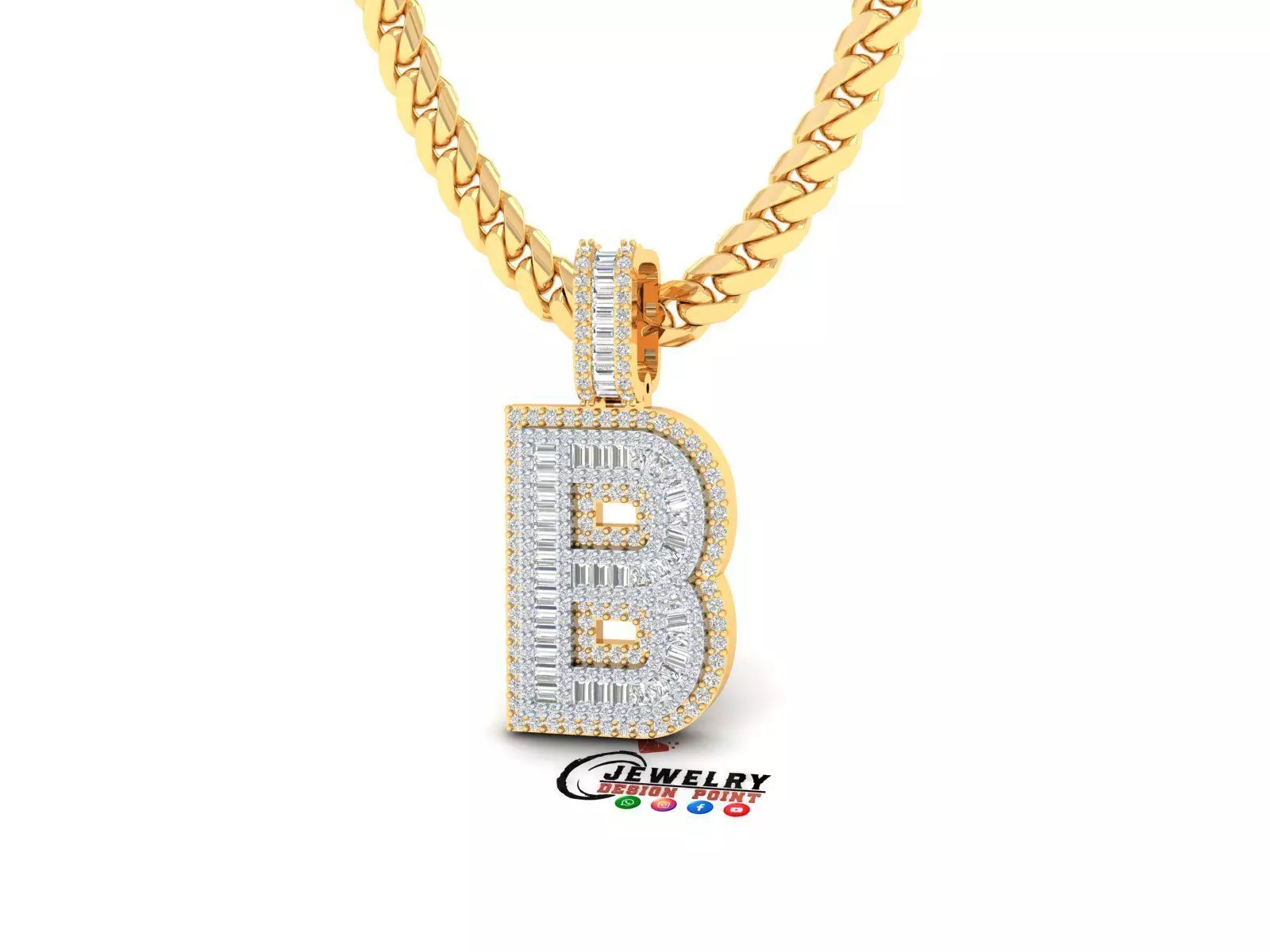 Custom Initial B Letter Diamond A to Z Alphabet Bug Necklace 3D print model