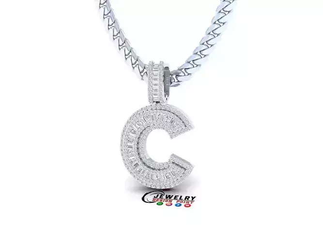 Custom Initial C Letter Diamond  A to Z Alphabet Bug Necklace