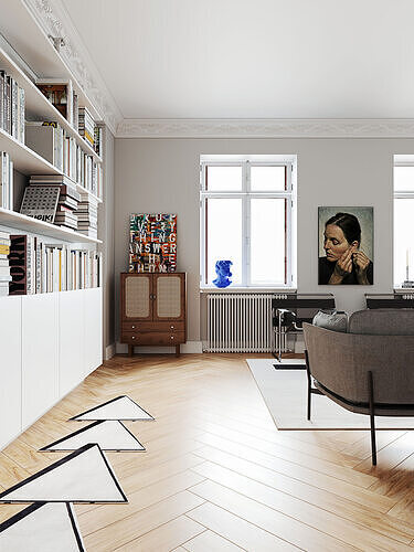 Modern Bauhaus Flat Scene 3D model 7