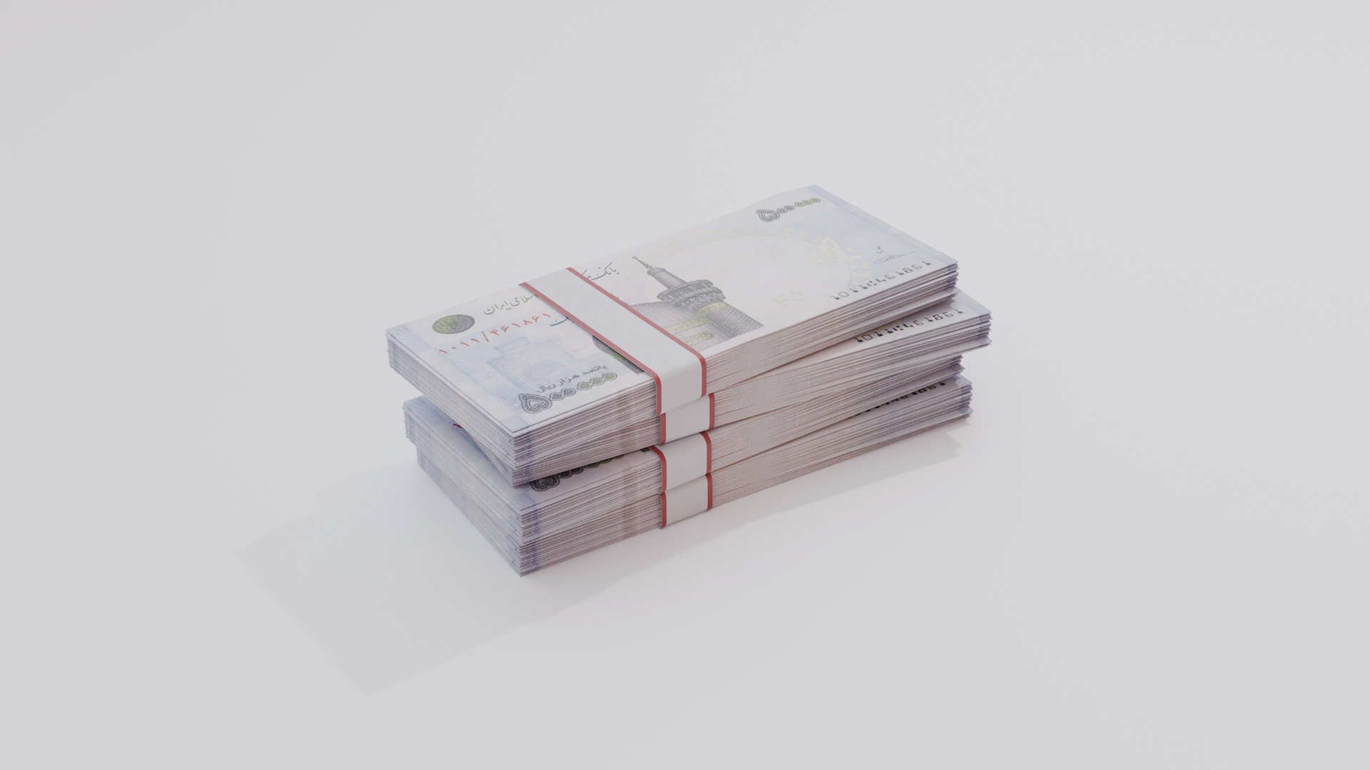500000 Iran Iranian Rial Currency Low-poly 3D model_2