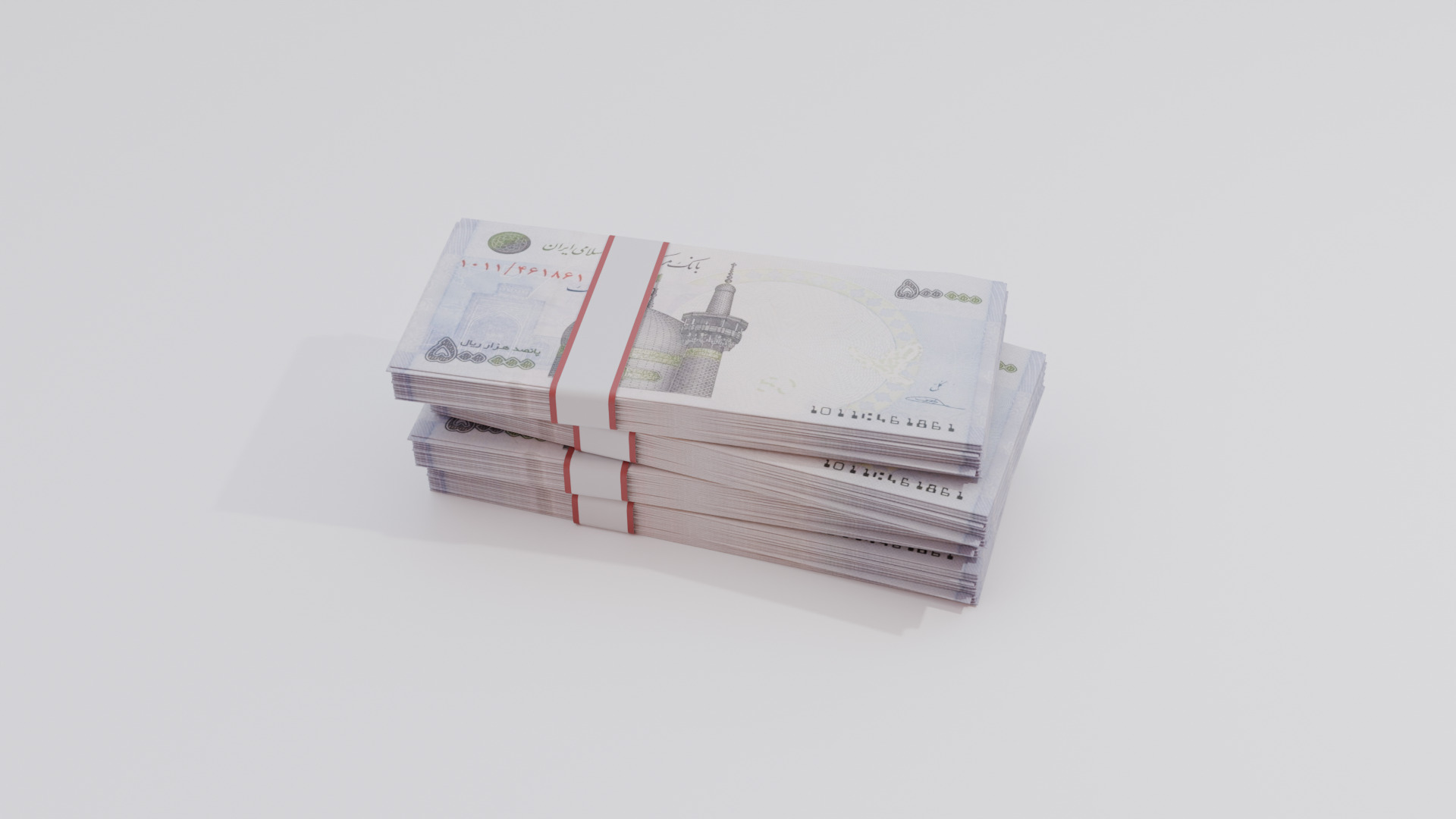 500000 Iran Iranian Rial Currency Low-poly 3D model_1