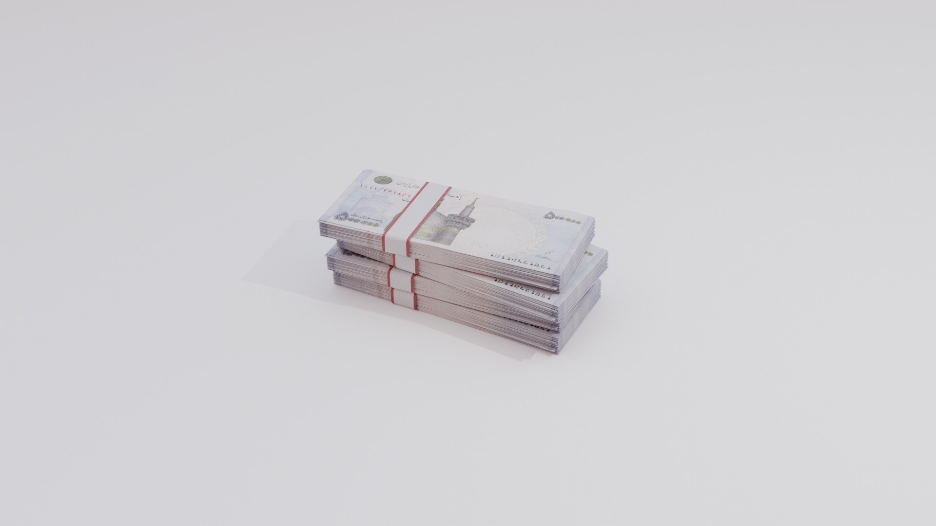 500000 Iran Iranian Rial Currency Low-poly 3D model_4