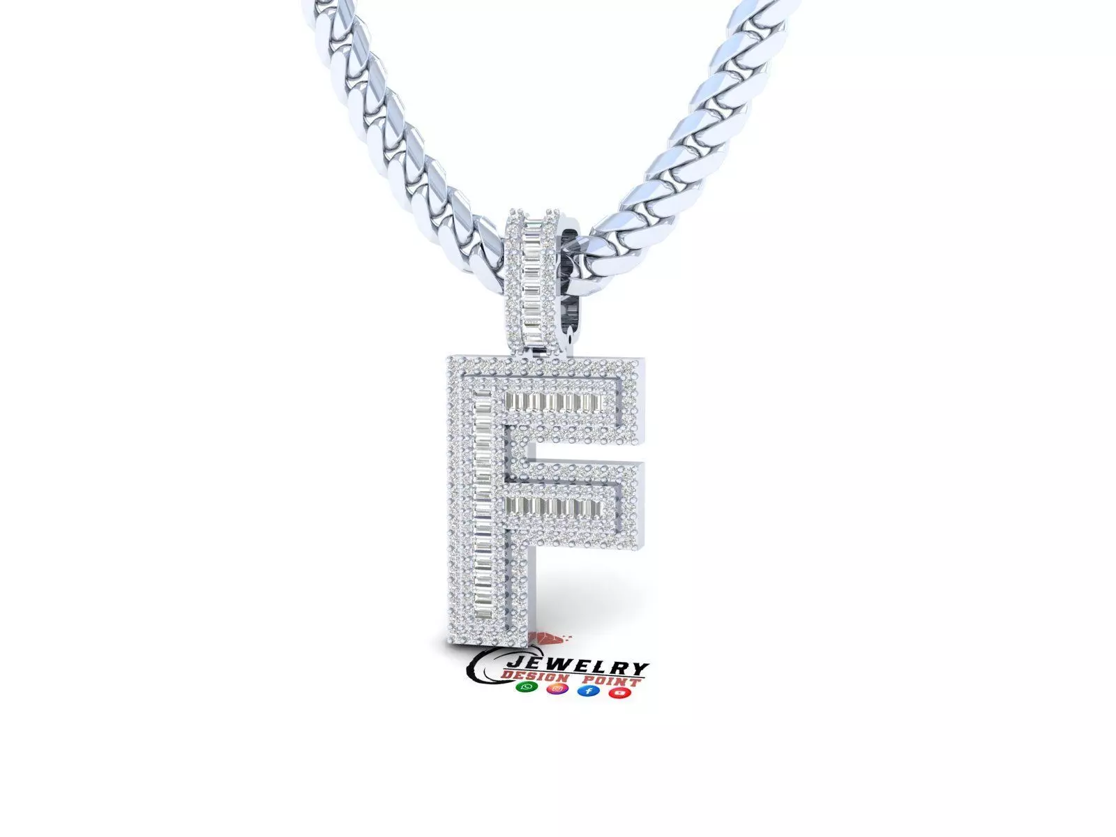 Custom Initial F Letter Diamond A to Z Alphabet Bug Necklace 3D print model