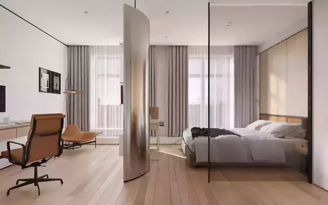 Minimalist modern studio scene