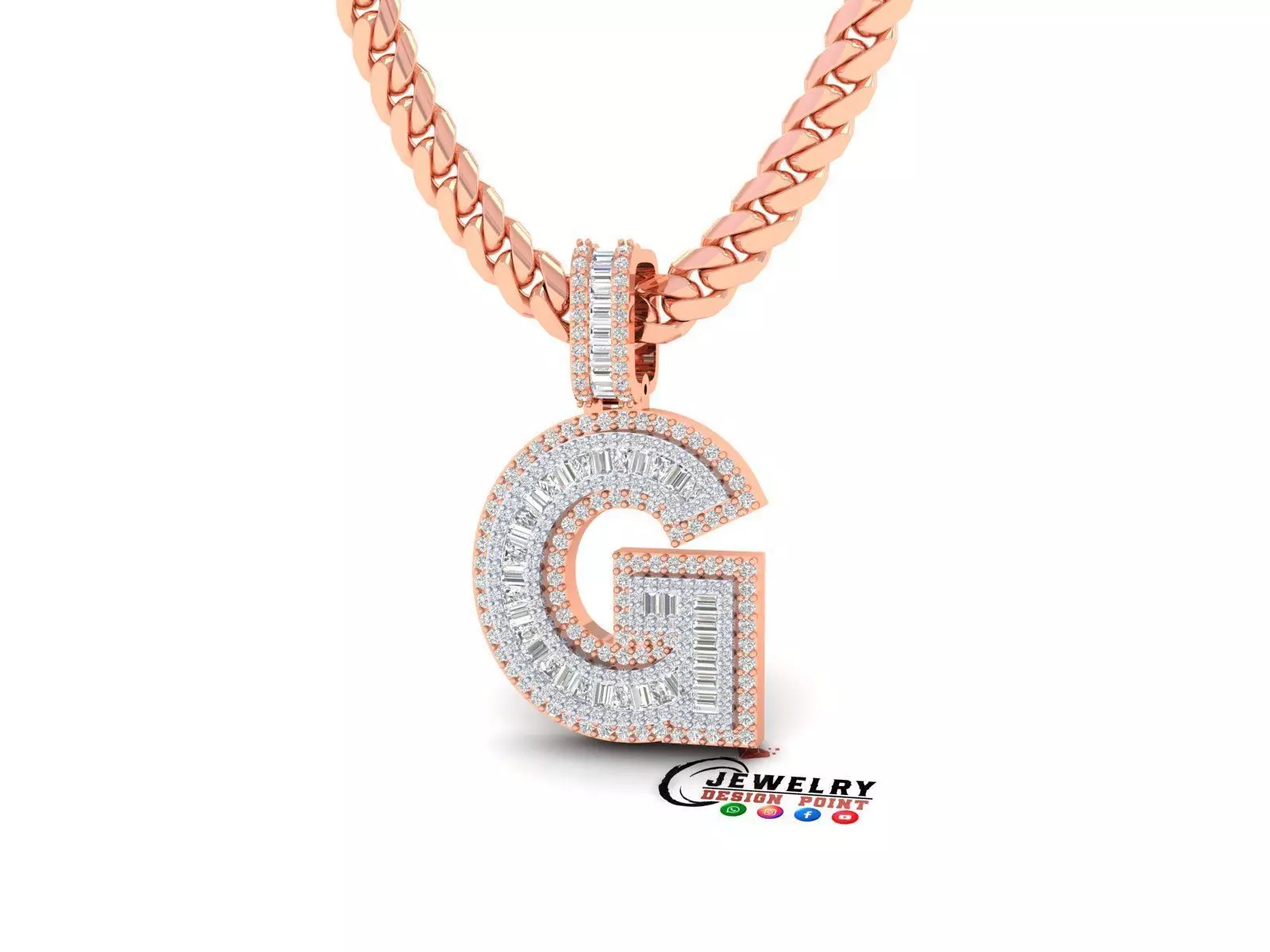 Custom Initial G Letter Diamond A to Z Alphabet Bug Necklace 3D print model