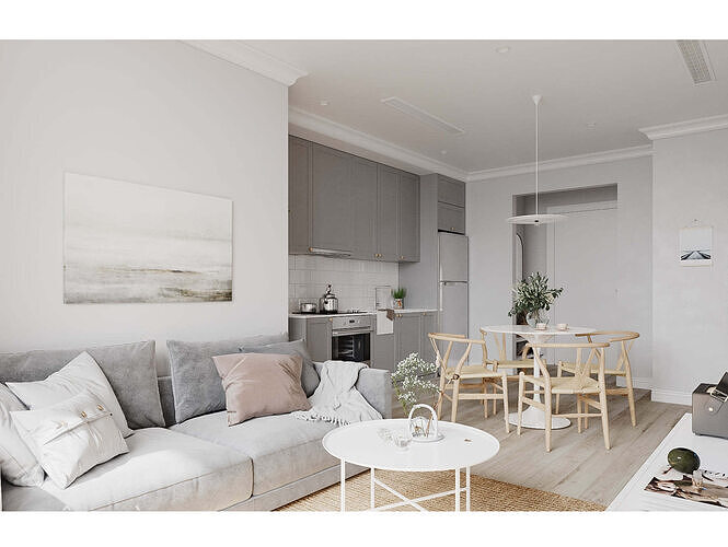 Nordic-style living room 3D model 2