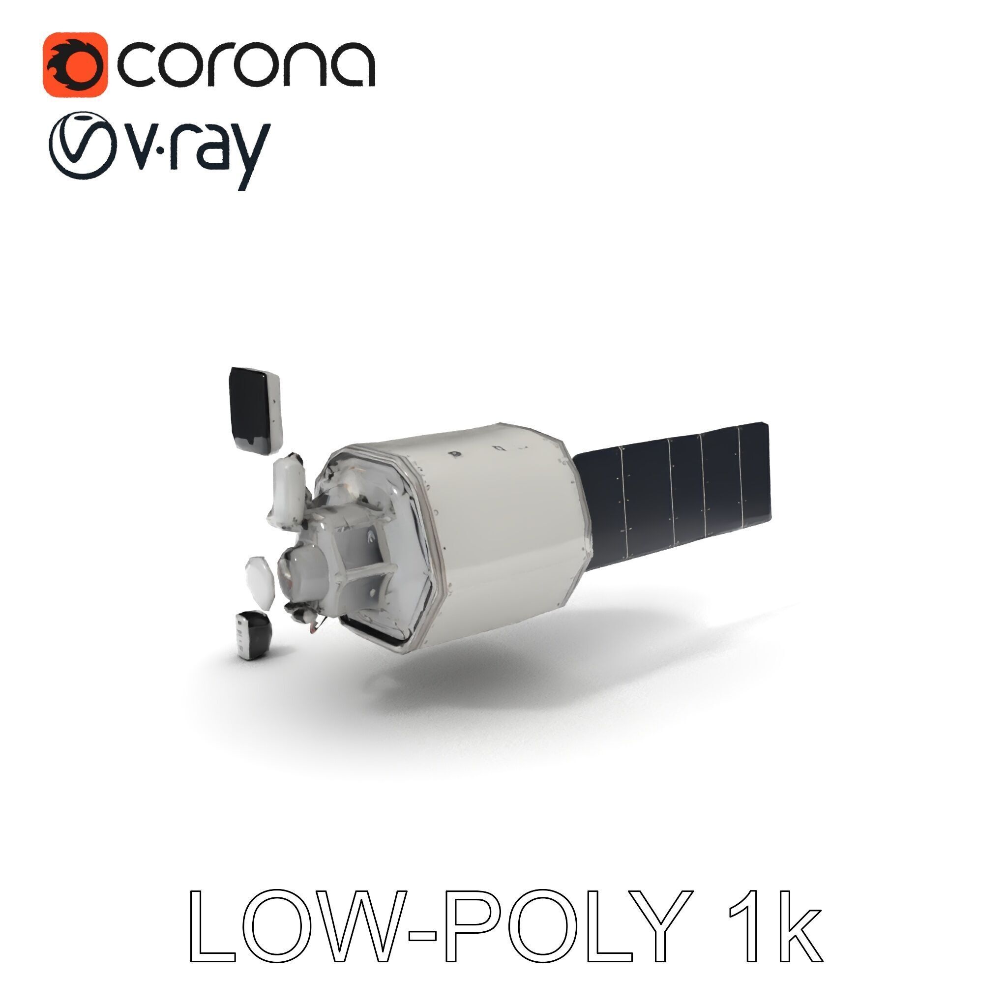 Satellite Model Pack with Detailed Panels and Equipment Low-poly 3D model_18