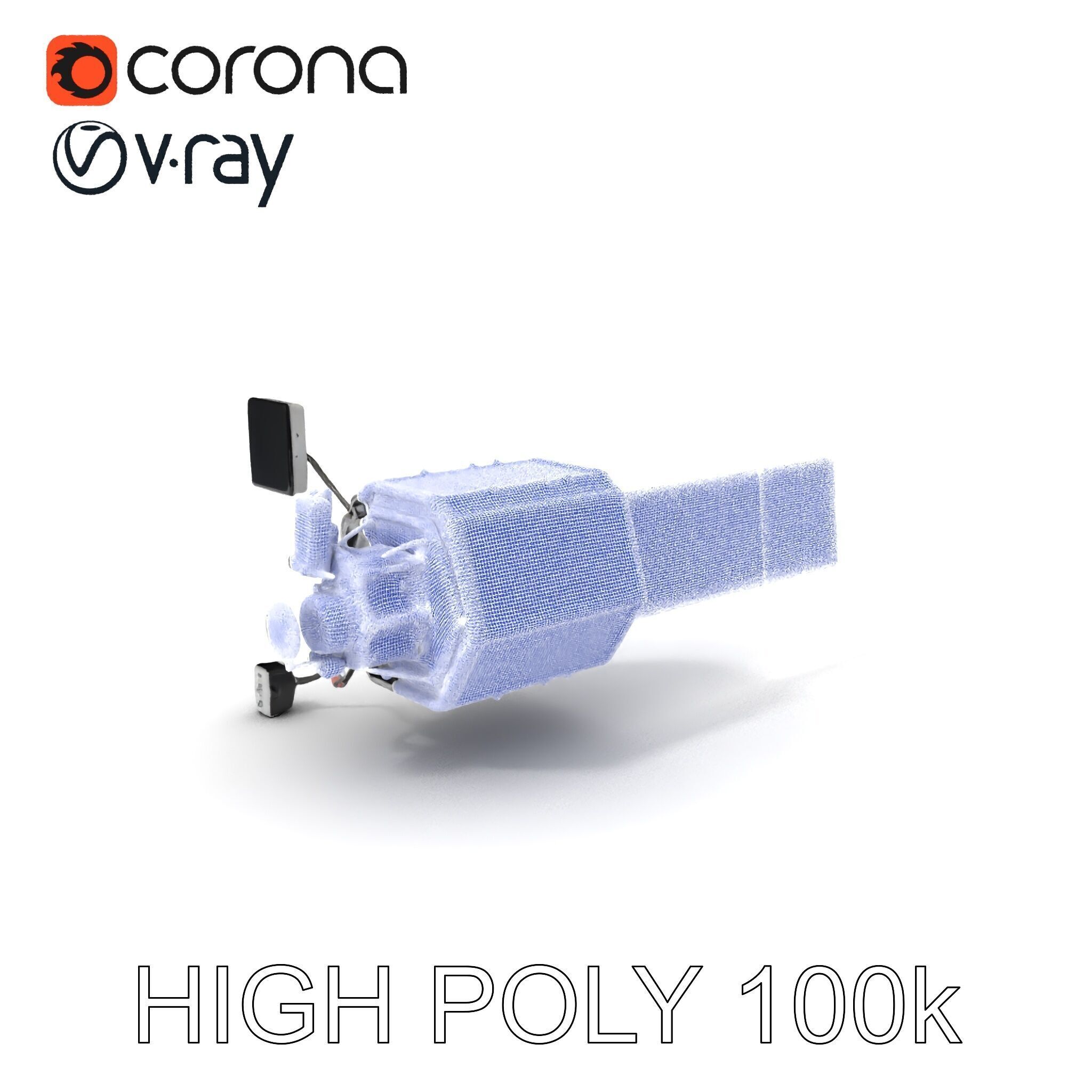 Satellite Model Pack with Detailed Panels and Equipment Low-poly 3D model_3