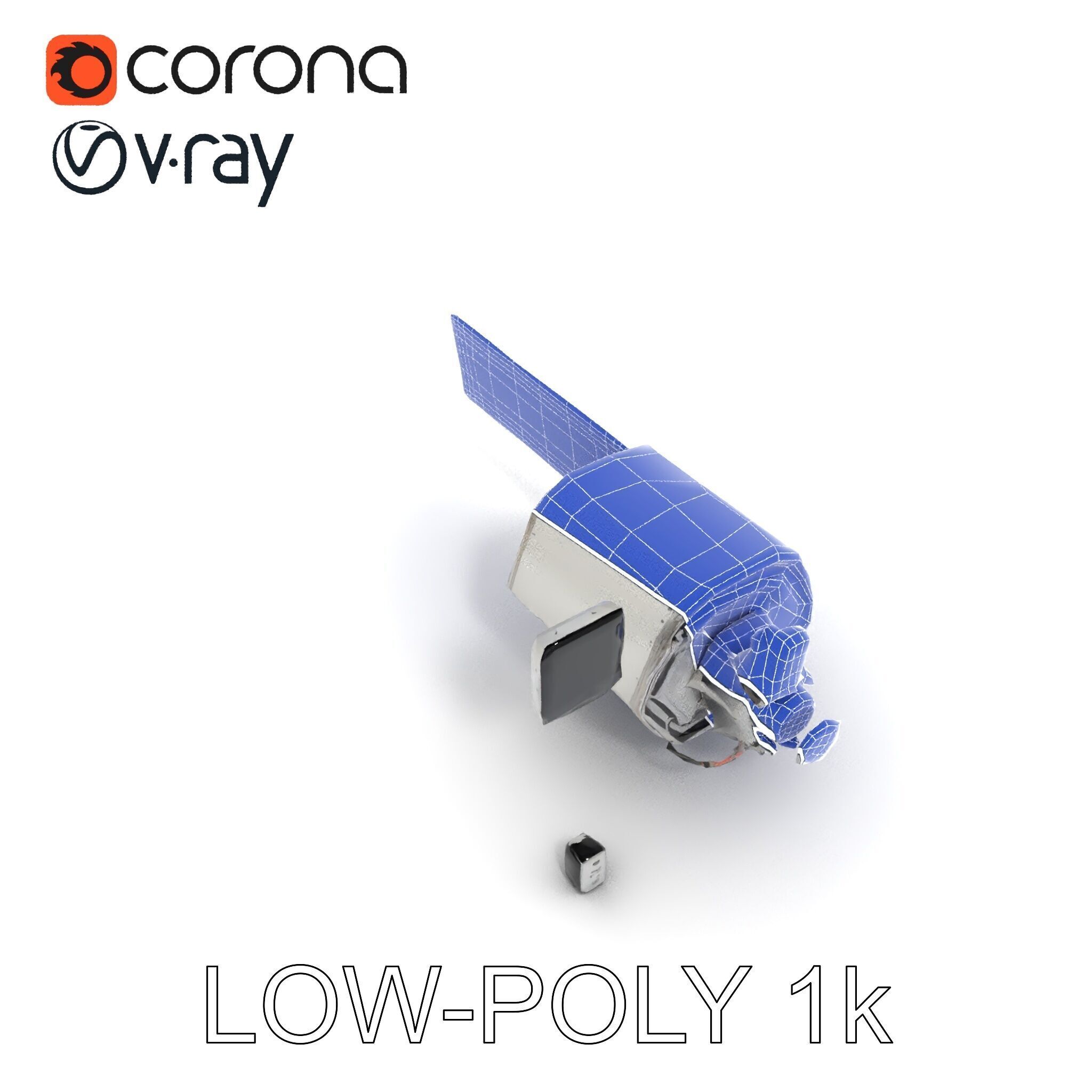 Satellite Model Pack with Detailed Panels and Equipment Low-poly 3D model_21