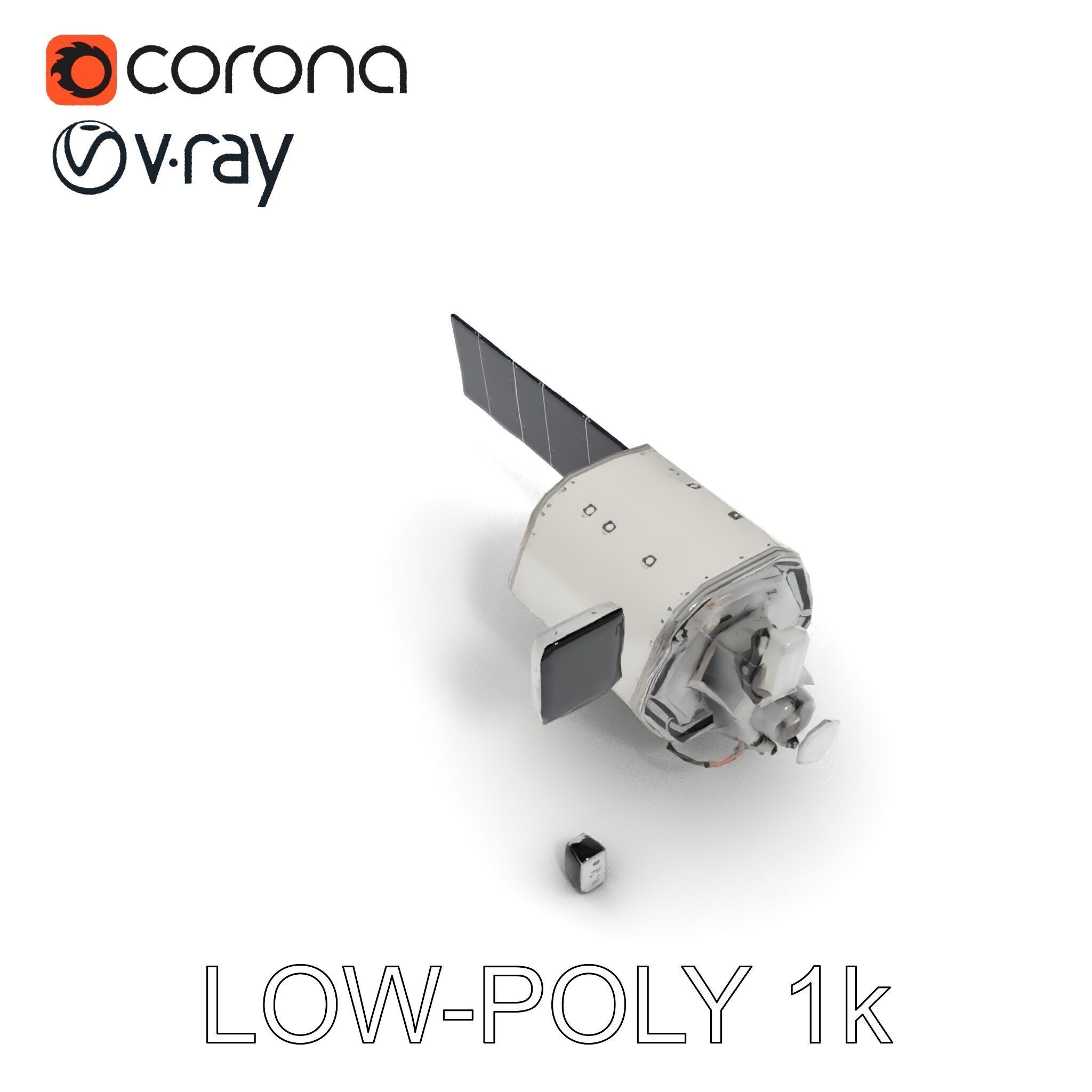 Satellite Model Pack with Detailed Panels and Equipment Low-poly 3D model_12