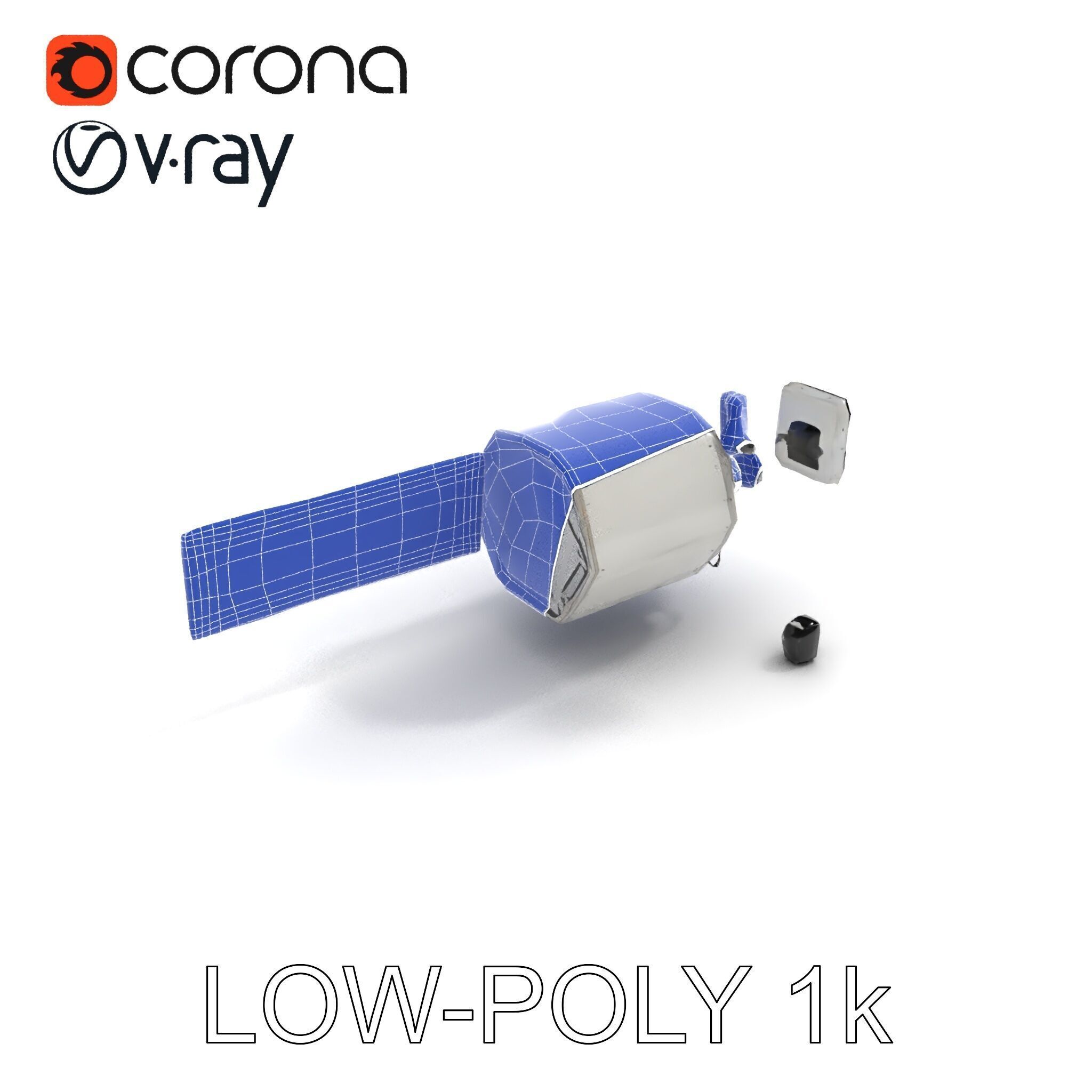 Satellite Model Pack with Detailed Panels and Equipment Low-poly 3D model_23