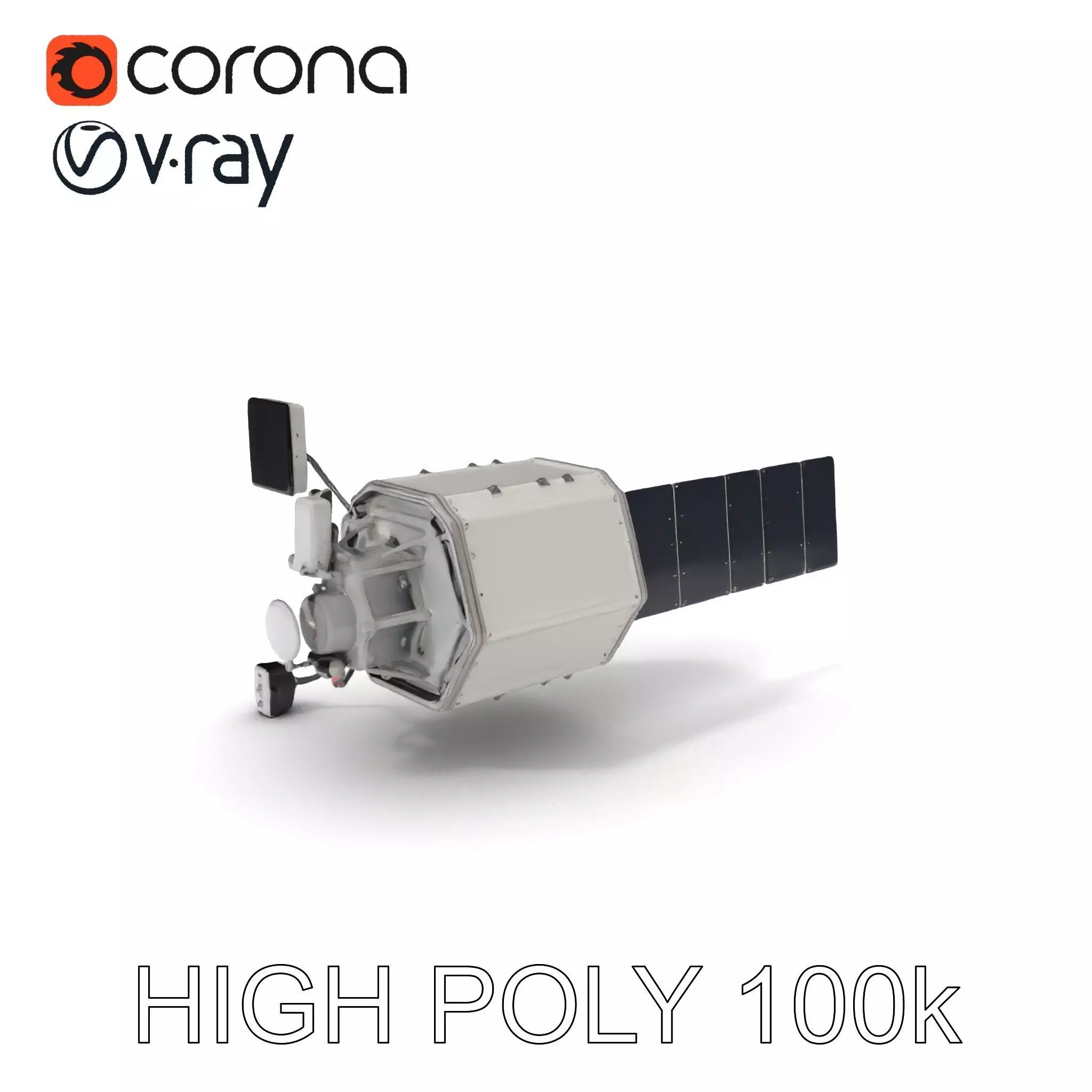 Satellite Model Pack with Detailed Panels and Equipment Low-poly 3D model_0