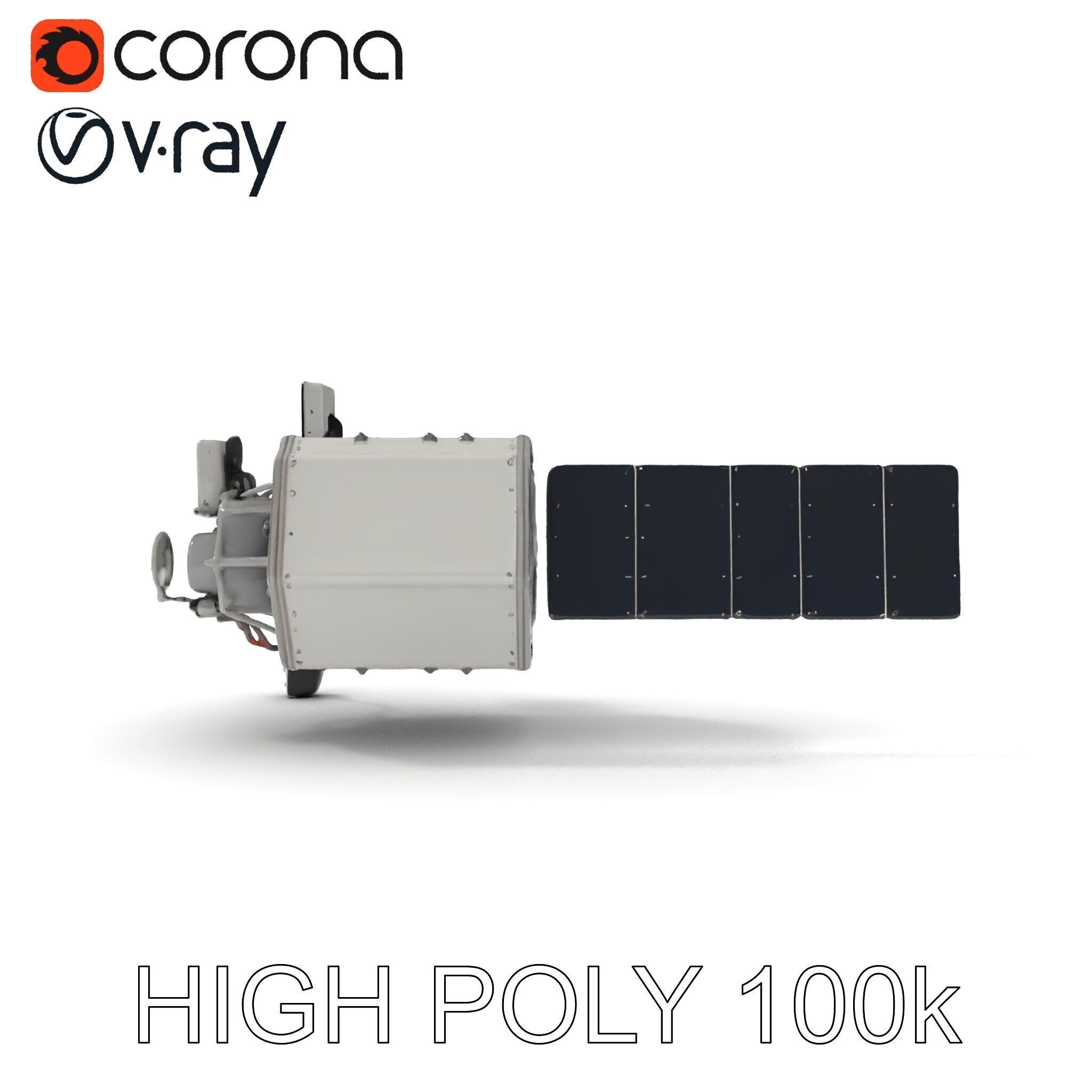 Satellite Model Pack with Detailed Panels and Equipment Low-poly 3D model_13