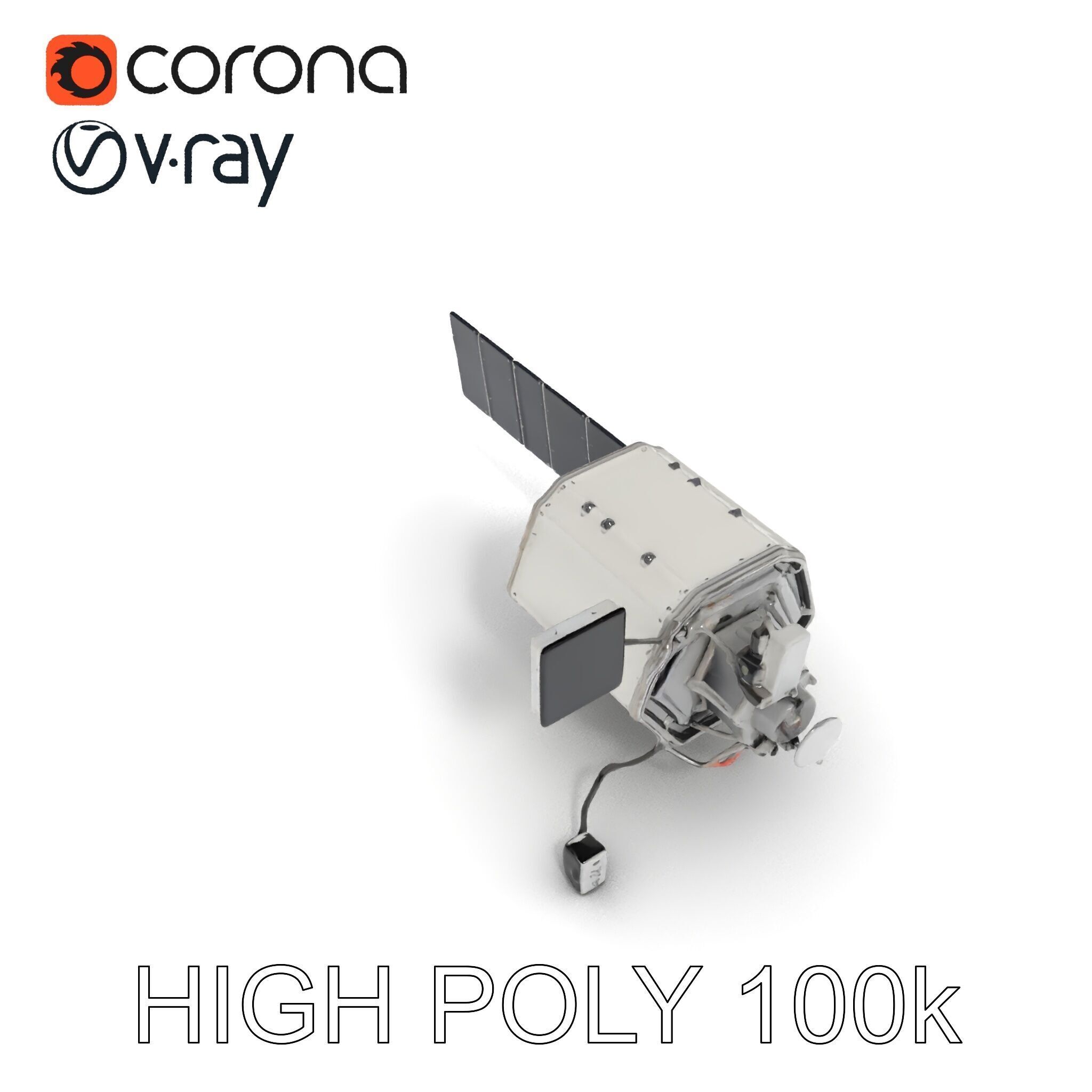 Satellite Model Pack with Detailed Panels and Equipment Low-poly 3D model_24