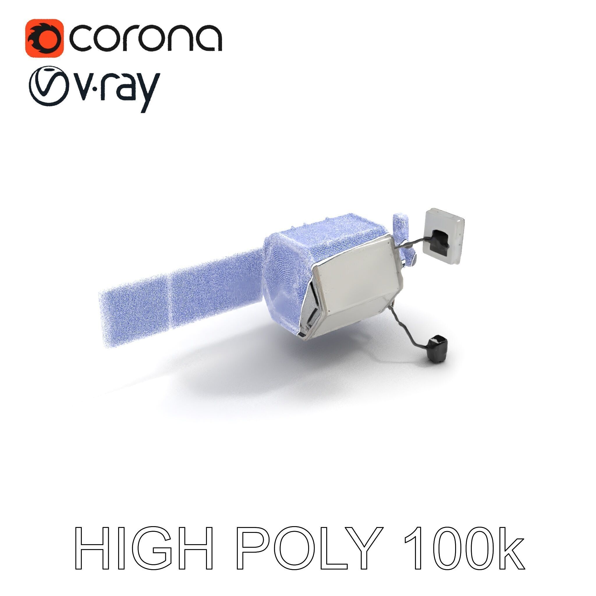 Satellite Model Pack with Detailed Panels and Equipment Low-poly 3D model_19